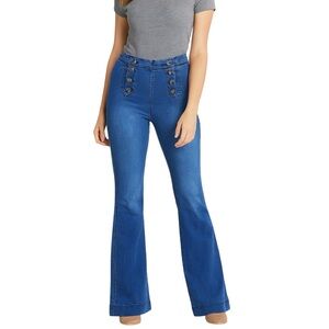 LoveCrazy High Waist Sailor Style Flare Jeans - Size 32